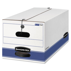 Bankers Box STOR/FILE Medium-Duty Strength Storage Boxes, Letter Files, 12.25" x 24.13" x 10.75", White/Blue, 4/Carton (FEL0070403) View Product Image
