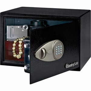 Sentry Safe Small Security Safe with Electronic Lock - 0.50 ft - Key Lock - 2 Live-locking Bolt(s) - Internal Size 8.50" Height x 13.62" Width x 8.62" Depth - Overall Size 8.7" Height x 13.8" Width x 10.6" Depth Product Image 