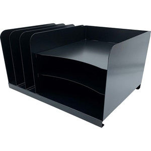 Huron Combo Slots Desk Organizer - 6 Compartment(s) - Horizontal/Vertical - 8" Height x 15" Width x 11" Depth - Durable - Black Product Image 