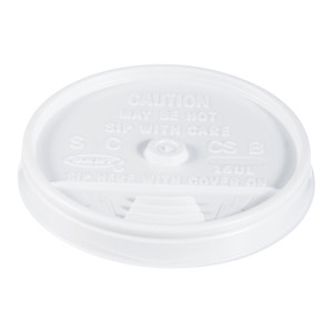 Dart Plastic Lids, Fits 12 oz to 24 oz Hot/Cold Foam Cups, Sip-Thru Lid, White, 100/Pack, 10 Packs/Carton (DCC16UL) View Product Image