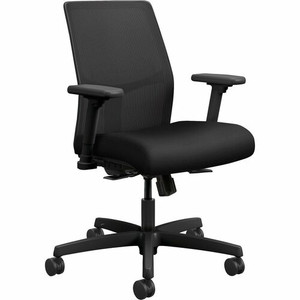 HON Ignition Seating Mid-back Task Chair - Black Seat Color - Fabric Seat Material - Mesh Back Material - Black Frame Color - 5-star Base Product Image 