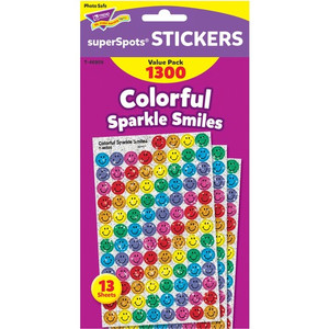 Trend SuperSpots Variety Pack Stickers - 1300 x Smilies Shape - Self-adhesive - Acid-free, Non-toxic, Photo-safe - Assorted Product Image 