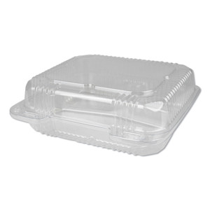 Durable Packaging Plastic Clear Hinged Containers, 3-Compartment, 5 oz/5 oz/15 oz, 8.88 x 8 x 3, Clear, 250/Carton (DPKPXT833) View Product Image