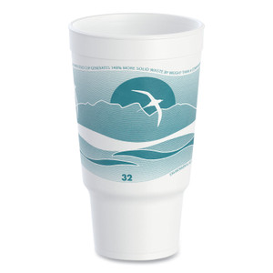 Dart Horizon Hot/Cold Foam Drinking Cups, 32 oz, White/Teal, 16/Bag, 25 Bags/Carton View Product Image