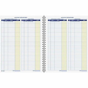Adams Monthly Bookkeeping Record Book - Spiral Bound - White Sheet(s) - Blue, Yellow Print Color Product Image 