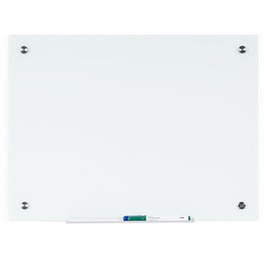 MasterVision Magnetic Glass Dry Erase Board - 36" (3 ft) Width x 48" (4 ft) Height - White Glass Surface - Rectangle - Horizontal/Vertical - Magnetic Product Image 