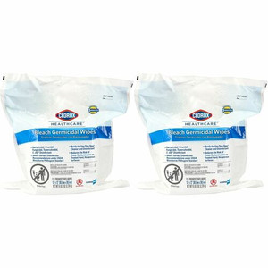 Clorox Healthcare Bleach Germicidal Wipes Bucket Refill - Ready-To-Use - 12" Length x 12" Width - Anti-corrosive - White - 110/Bag Product Image 