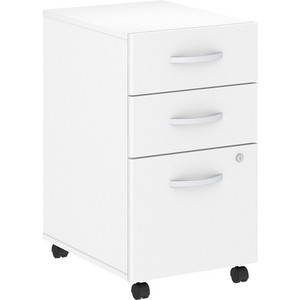 Bush Business Furniture Studio C 3 Drawer Mobile File Cabinet - 27.8" Height x 15.7" Width x 20.2" Depth - 3 x File, Box Drawer(s) - Finish: White, Thermofused Laminate (TFL) Product Image 