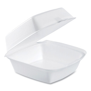 Dart Foam Hinged Lid Containers, 6 x 5.78 x 3, White, 500/Carton (DCC60HT1) View Product Image