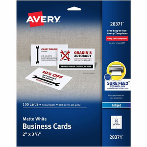 Avery Printable Business Cards with SureFeed - 97 Brightness - 8 1/2" x 11" - 80 lb Basis Weight - 216 g/m² Grammage - Matte Product Image 