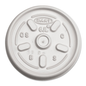 Dart Plastic Lids for Foam Containers, Vented, Fits 3.5 oz to 6 oz, White, 100/Pack, 10 Packs/Carton Product Image 