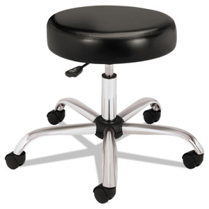 HON Adjustable Task/Lab Stool, Backless, Supports Up to 250 lb, 17.25" to 22" Seat Height, Black Seat, Steel Base Product Image 