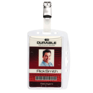 Durable ID/Security Card Holder Set, Vertical/Horizontal, Clip, Clear, 25/Pack Product Image 
