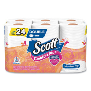 Scott ComfortPlus Toilet Paper, Double Roll, Bath Tissue, Septic Safe, 1-Ply, White, 231 Sheets/Roll, 12 Rolls/Pack, 4 Packs/Carton Product Image 