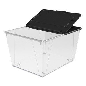 Storex 60L Flip Top File Storage Tote - External Dimensions: 22.7" Length x 18.3" Width x 12.9" Height - (STX00900U04C) Product Image 