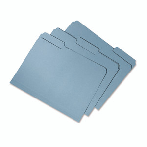 AbilityOne 7530015664144, SKILCRAFT Recycled File Folders, 1/3-Cut 2-Ply Tabs: Assorted, Letter Size, 0.75" Expansion, Blue, 100/Box Product Image 