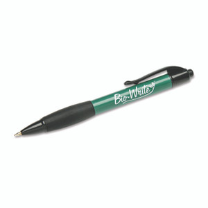 AbilityOne 7520015789303, SKILCRAFT Bio-Write Ballpoint Pen, Retractable, Fine 0.7 mm, Blue Ink, Green Barrel, Dozen Product Image 