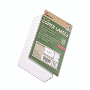AbilityOne 7530015872621, SKILCRAFT Recycled Copier Labels, Copiers, 2 x 4.25, White, 10/Sheet, 100 Sheets/Box Product Image 