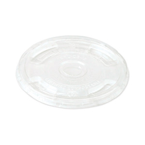 World Centric PLA Clear Cold Cup Lids, Flat Lid, Fits 9 oz to 24 oz Cold Cups, Plastic, Clear, 1,000/Carton Product Image 