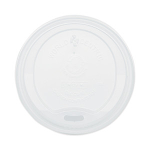 World Centric PLA Lids for Hot Cups, Fits 10 oz to 20 oz Hot Cups, Plastic, White, 1,000/Carton Product Image 