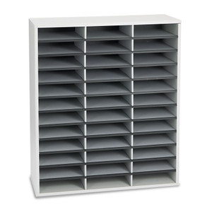 Fellowes Literature Organizer, 36 Letter Compartments, 29 x 11.88 x 34.69, Dove Gray View Product Image