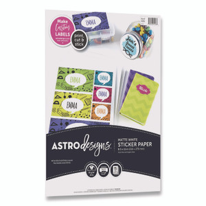 Astrobrights Astrodesigns Sticker Paper Labels, Inkjet/Laser Printers, 8.5 x 11, White, 15/Pack Product Image 