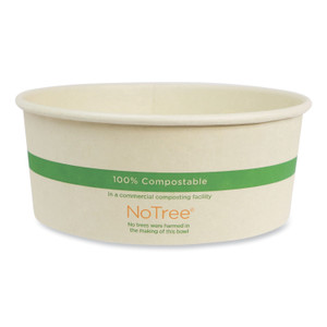 World Centric No Tree Wide Paper Bowls, 24 oz, 5.9" Diameter x 2.4" h, Natural, Sugarcane, 300/Carton Product Image 