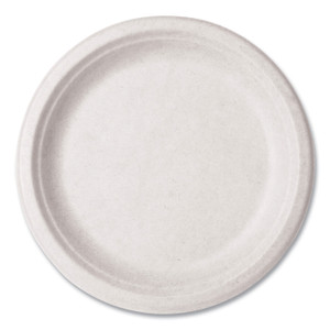 Vegware Nourish Molded Fiber Tableware, Compostable, Plate, Sugarcane, 9" dia, White, 500/Carton Product Image 