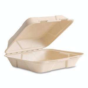 Vegware Nourish Molded Fiber Takeout Containers, Compostable, 9 x 9 x 3, White, Sugarcane, 200/Carton Product Image 