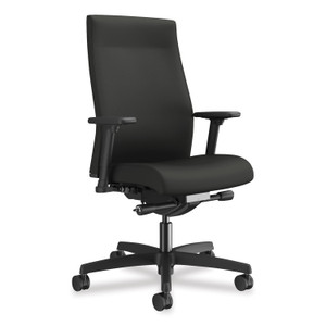 HON Ignition 2.0 Upholstered Mid-Back Task Chair With Lumbar, Supports 300 lb, 17" to 22" Seat, Iron Ore Seat/Back, Black Base Product Image 