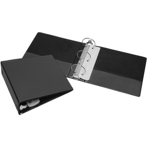AbilityOne - Binder, Round Ring, Clear Overlay, Pockets, Black, 3" Capacity, Letter Size - (7510-01-510-4871) (7510015104871) Product Image 