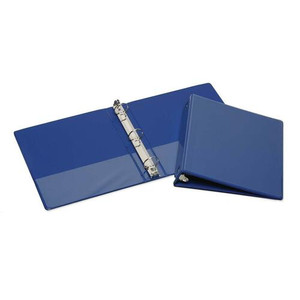 AbilityOne - Binder, Round Ring, Clear Overlay, Pockets, Blue, 3" Capacity, Letter Size - (7510-01-510-4858) (7510015104858) Product Image 