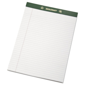 AbilityOne - Pad, Writing Paper, Top Bound, Legal Ruled, White, 8-1/2" x 11-3/4" - (7530-01-516-9627) (7530015169627) Product Image 