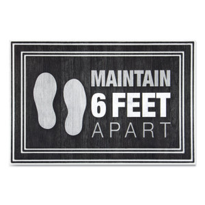 Apache Mills Message Floor Mats, 24 x 36, Charcoal, "Maintain 6 Feet Apart" (APH3984528772X3) View Product Image