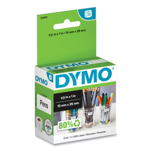 DYMO LabelWriter Multipurpose Labels, 0.5" x 1", White, 1000 Labels/Roll (DYM30333) View Product Image
