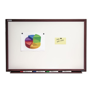 AbilityOne - White Board, Dry Erase, Magnetic Porcelain Surface, Mahogany Finish Frame, 3' x 2' - (7110-01-630-5169) (7110016305169) Product Image 