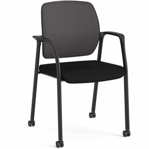 HON Nucleus Guest Chairs - Black Seat Color - Fabric Seat Material - Black Back Color - Mesh Back Material - Four-legged Base - (HONNR6GMU10P71) Product Image 