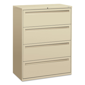 HON Brigade 700 Series Lateral File, 4 Legal/Letter-Size File Drawers, Putty, 42" x 18" x 52.5" (HON794LL) View Product Image