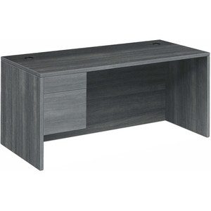 HON 10500 H10584L Pedestal Desk - 29.5" Height x 66" Width x 30" Depth - 2 x Box, File Drawer(s)Left Side - Finish: Sterling Ash Product Image 