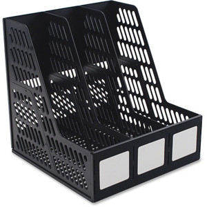 Advantus 3-compartment Magazine/Literature File - 3 Compartment(s) - Desktop - Durable, Lightweight, Labeling Area - Black - Plastic Product Image 