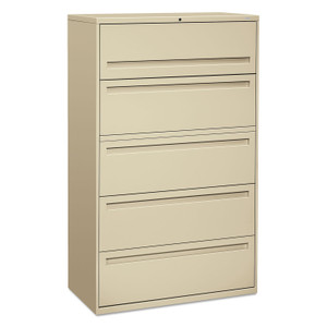 HON Brigade 700 Series Lateral File, 4 Legal/Letter-Size File Drawers, 1 File Shelf, 1 Post Shelf, Putty, 42" x 18" x 64.25" (HON795LL) View Product Image