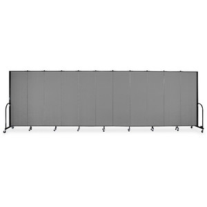 Screenflex Portable Room Dividers - 72" Height x 20.4 ft Length - Black Metal Frame - Polyester - Stone Product Image 