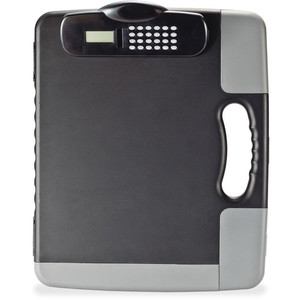Officemate Portable Storage Clipboard with Calculator - Heavy Duty - Plastic - Charcoal Black Product Image 