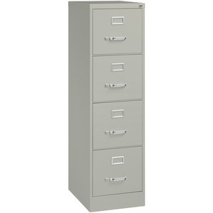 Lorell Fortress Series 22" Commercial-Grade Vertical File Cabinet - 15" Width x 22" Depth x 52" Height - 4 x Drawer(s) for File - Letter - Lockable, Ball-bearing Suspension - Light Gray Product Image 