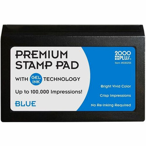 Cosco 2000 Plus Gel Ink Premium Stamp Pad - 3" Height x 4.3" Width x 3.5" Depth - Blue Ink Product Image 