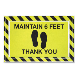 Apache Mills Message Floor Mats, 24 x 36, Black/Yellow, "Maintain 6 Feet Thank You" (APH3984528782X3) View Product Image