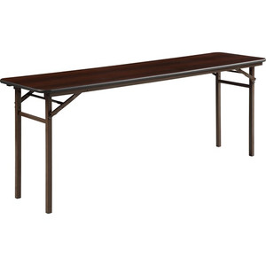 Lorell Economy Folding Banquet Table - Mahogany Rectangle Top - 500 lb Capacity - 72" Table Top Width x 18" Table Top Depth x 0.62" Table Top Thickness - 29" Height - Presentation, Food Product Image 