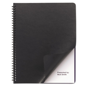 GBC Leather-Look Presentation Covers for Binding Systems, Black, 11.25 x 8.75, Unpunched, 50 Sets/Pack (GBC2001712) View Product Image