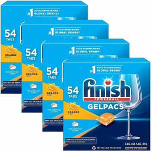 Finish All-n-1 Detergent Gelpacs - For Multipurpose - 1.3 fl oz (0 quart) - Orange Scent - Orange - 54/Box Product Image 