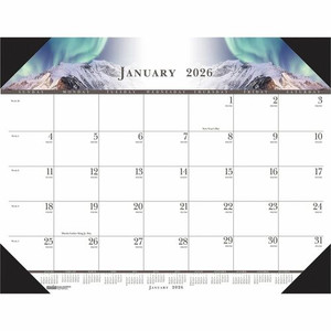 House of Doolittle Recycled Illustrated Desk Pad Calendar - Julian Dates - Monthly - January 2026 to December 2026 - 1 Month Single Page Layout - 22" x 17" Sheet Size Product Image 
